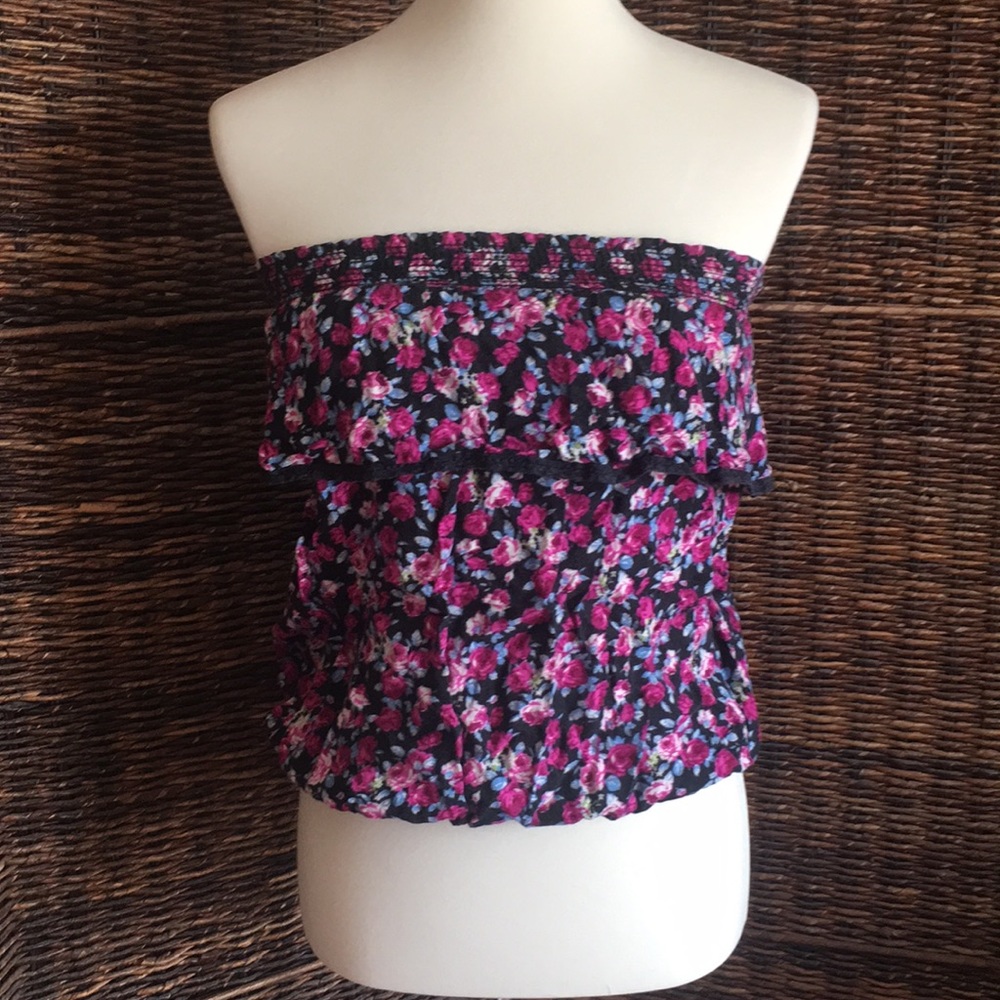 Floral strapless top size medium